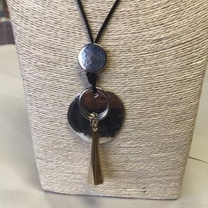 Sara Bella black cord necklace, gold &silver NWT